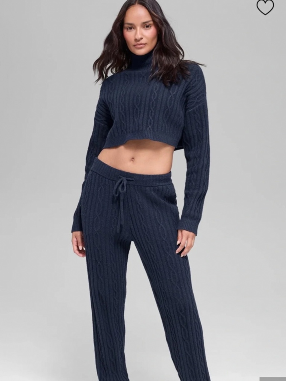 ALO Cropped Winter Bliss Turtleneck LS Sweater Women's Navy Size XS P